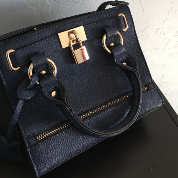 Mini navy bag with gold locks and more!! Authentic - Picture 2 of 5
